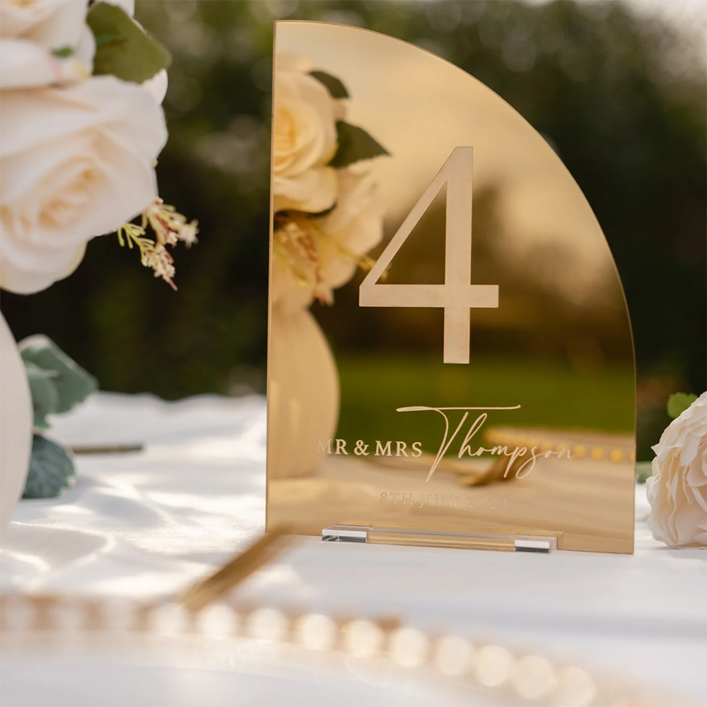 Table Number Gold - Gepersonaliseerd bruiloft barbord van acryl met