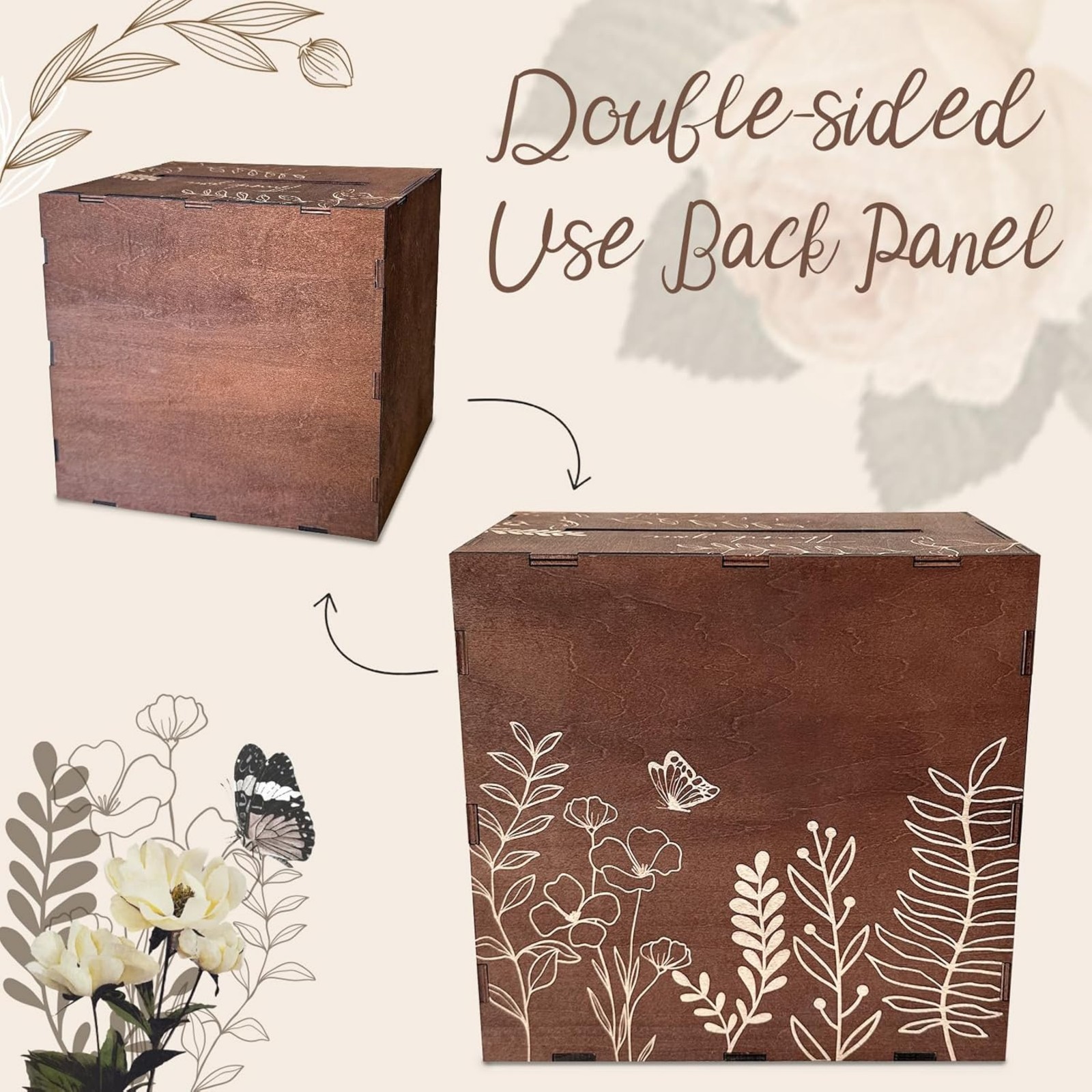 Bruine bruiloft-kaartenbox voo - Wedding Card Box recensie en prijs